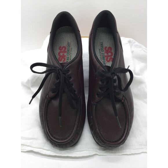 SAS Maroon Lace Up Loafer Womens 7M Comfort Shoes New - Picture 2 of 8